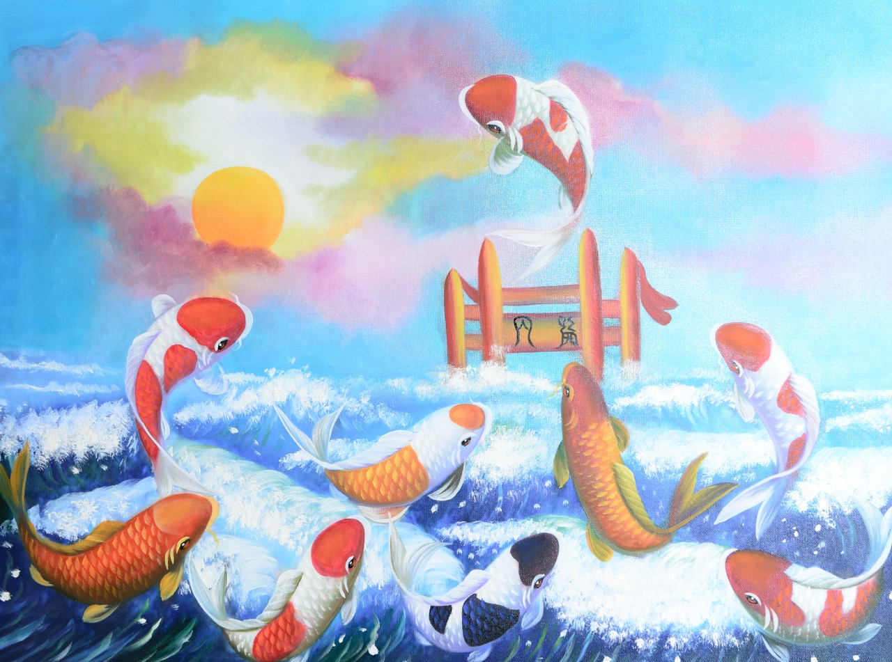 Tranh Sơn Dầu Vượt Vũ Môn